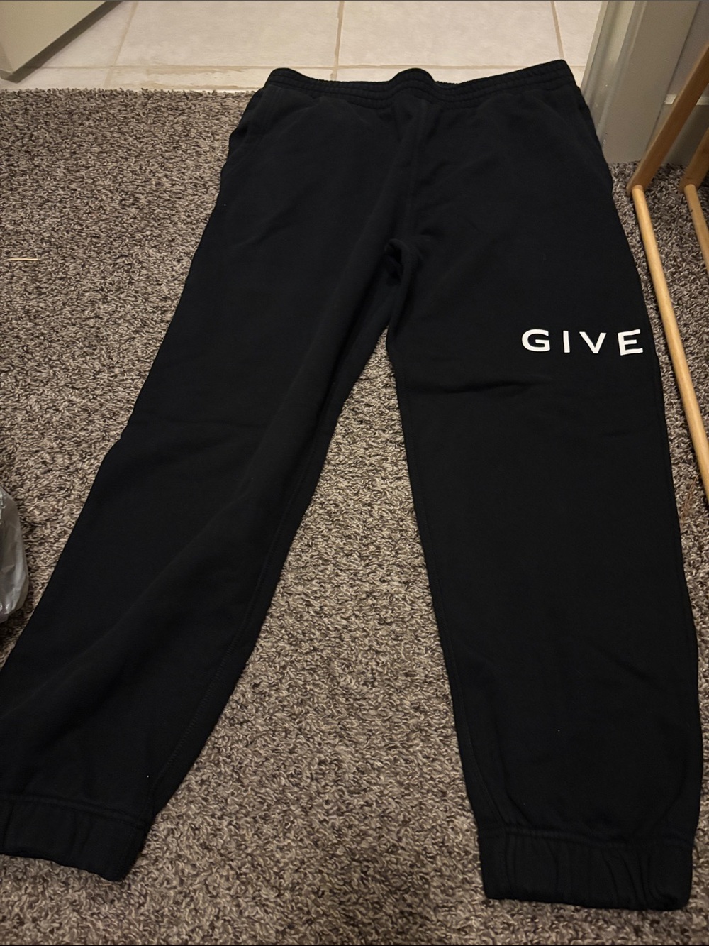 Givenchy Black Sweatpants with White GIVE Logo